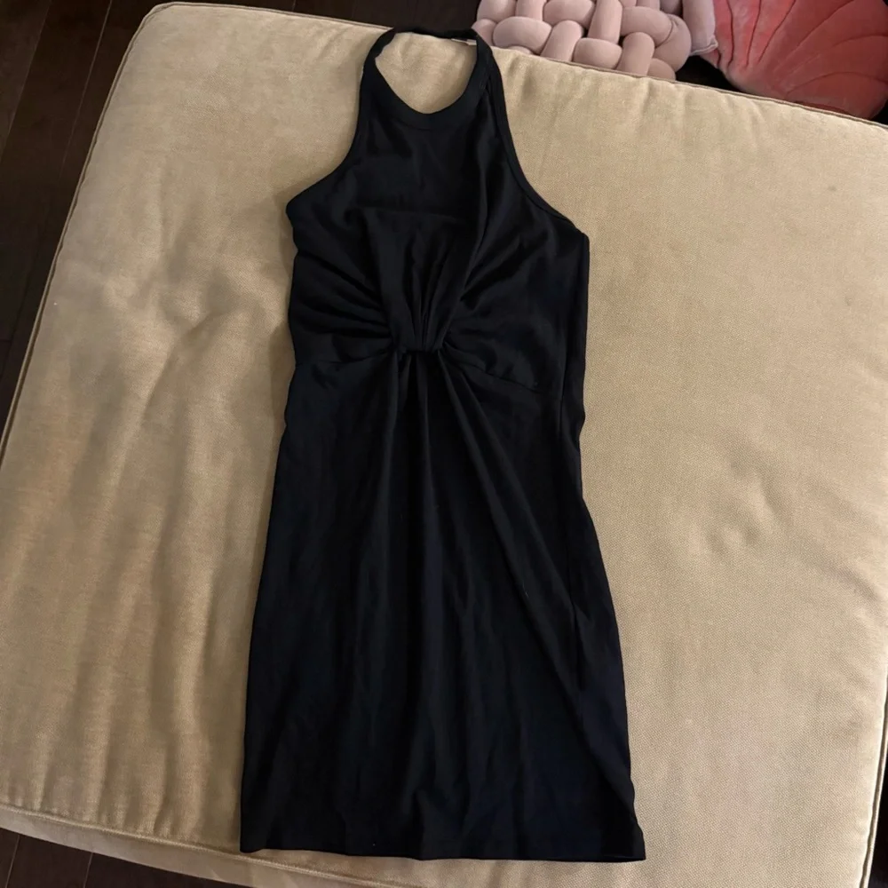 t by alexander wang black mini halter dress